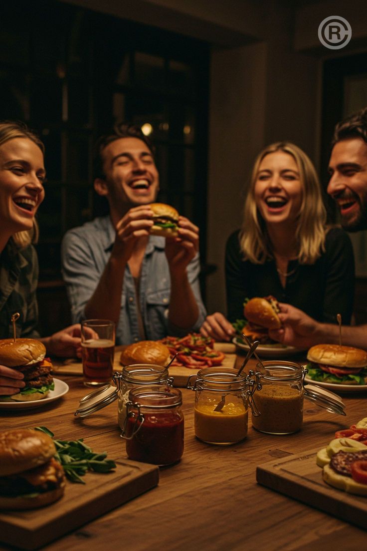 Burger eating together